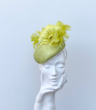Lime Green Feather Flower Teardrop Percher Fascinator