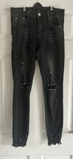 Black Ripped Miss Rj Jeans Size 12 In Good Condition
