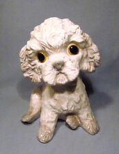 Hand Painted Signed Ceramic Pottery Bichon Frise Poodle Puppy Dog Figurine