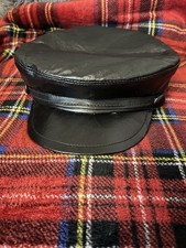 Black Seal Pure Leather Baker Boy Cap