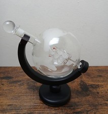 Etched Glass Globe Ship In A