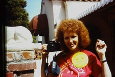 1990s Redhead Girl with Canon Camera 35mm Slide
