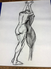 Vintage Charcoal Female Nude