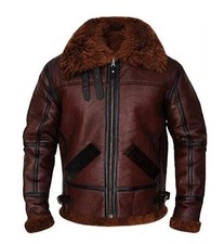 Sheepskin Leather Jacket,Brown