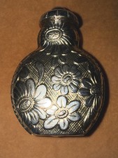 VAN CLEEF  & ARPLES - French Silver Perfume Bottle Flower Motif c.1950s,  SIGNED