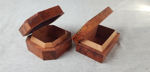 Pair handmade hinged wooden - pair,