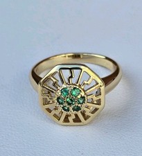 Gold Plated Green Stone Art