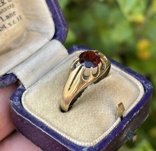 9ct Gold Round Cut Garnet Vintage Victorian Style Large Ring Size Q 2.1g Nice