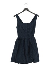 Jack Wills Women's Midi Dress UK 4 Blue 100% Cotton A-Line