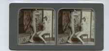 2 Nude Woman In A Studio Setting - Stereoview By Recknagel 1899