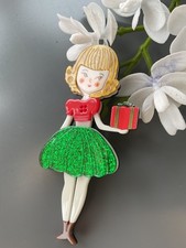 Cute Christmas Girl Acrylic Brooch