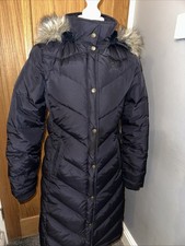 Polo Ralph Lauren Women's Small Navy Down Filled Coat Hooded Fur Trim Jacket