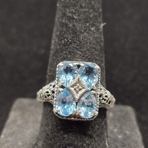 Vtg filigree blue topaz - filigree,