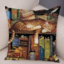CAT IN BOOKS Cushion Cover 45