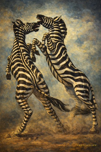 Vladimir tretchikoff zebras - -,