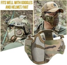 Tactical Airsoft Paintball Half Face Mask Ear Protection Steel Wire Mesh Mask UK