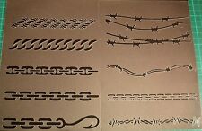 Set of 2 ROPE BARBED WIRE CHAIN HOOK ARMY MILITARY airbrush stencils template