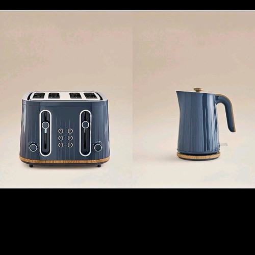 Navy wood effect kettle - navy,