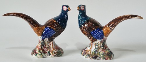 Pair vintage hand painted - of,