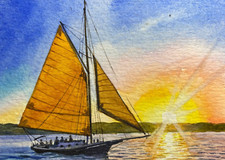 Watercolor Painting Ocean