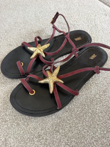 Zara leather maroon - zara, sandals