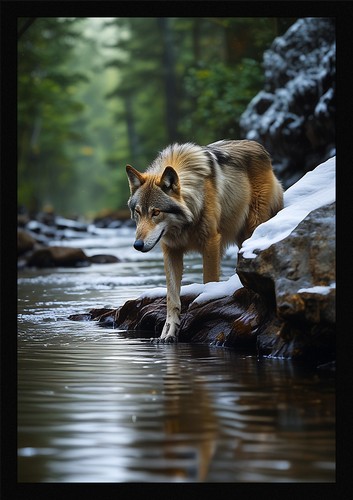 Wild wolf art luxurious framed - luxurious,