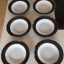 6x Denby Jet Black 28cm/11"  Gourmet Pasta Soup Bowls ideal for Christmas VGC