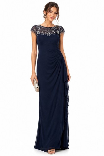 Xscape navy beaded illusion - navy,