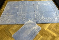 ROMANY WASHABLE THICK GYPSY MATS 4PC SET NEW-2025 4BOW DESIGN NON SLIP BABY BLUE