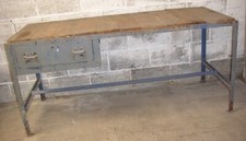 Vintage HD Industrial Engineers Iron & Wood Work Bench w Drawer 20% Sale £50 OFF