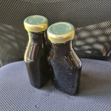 Set of 2     Dark Glass Bottle  - 250ml - with lid USED - EMPTY