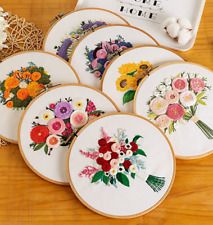 FREE HOOP!+Embroidery Cross Stitch Kit Set for Handmade Floral Pattern DIY Craft