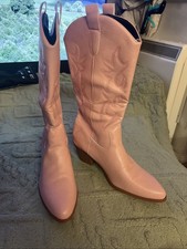 Ladies Pink Cowboy Boots Mid