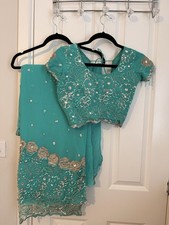 Turquoise Blue Saree & Blouse