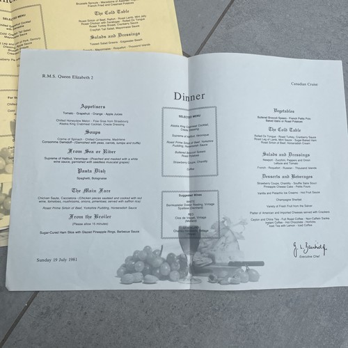 Qe2 menu july 1981 - menu,