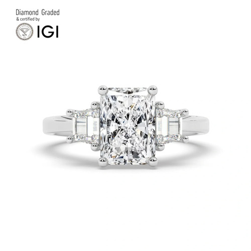 Radiant diamond trilogy ring - radiant,