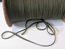 LARGE ROLL - Unknown length hollow shoelace cord braid trim khaki green 7mm wide