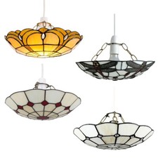 Tiffany Ceiling Light Shade Stained Glass Easy Fit Uplighter Handcrafted Lamp