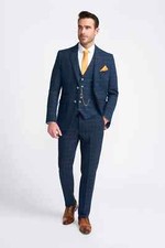 Men's  Check Tweed Suit Navy