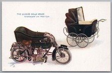 ROYALTY Postcard Queen’s Dolls House Perambulator Motor Cycle Tuck Oilette 1920s