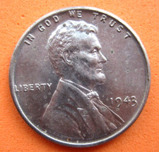 WAR CENT - 1943 P - ONE CENT - UNCIRCULATED - ZINC COATED STEEL - EXC.