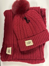 UGG RED INFINITY HAT AND SCARF SET & FLEECE LINED