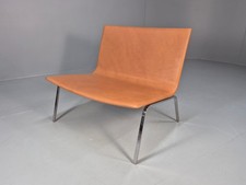 Vintage Tacchini Leather Lounge Chair  Chrome Frame Modern Design EB9949 MNOR