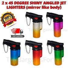2 x 4SMOKE SHINY ANGLED Design Lighters Set Windproof Dustproof Refillable UK