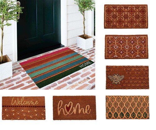 Large embossed coir doormat - coir,