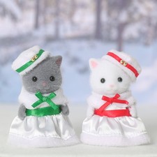 Sylvanian Winter Carolers Christmas Cat Figure Persian Kitten Calico Critters