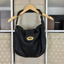 Mulberry Agyness Hobo Shoulder Bag Black Natural Leather Antiqued Brass RARE