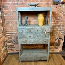 Large Blue Wooden Drawers - Rustic Wooden Apothecary Vintage Set Of Drawers