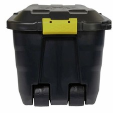 Strata Heavy Duty 75 Litre Storage Container Box with Wheels, Black, 77x 42x 40 