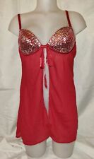 Gorgous Red Sequin ANN SUMMERS sexy babydoll chemise dress Size 36B (TV)